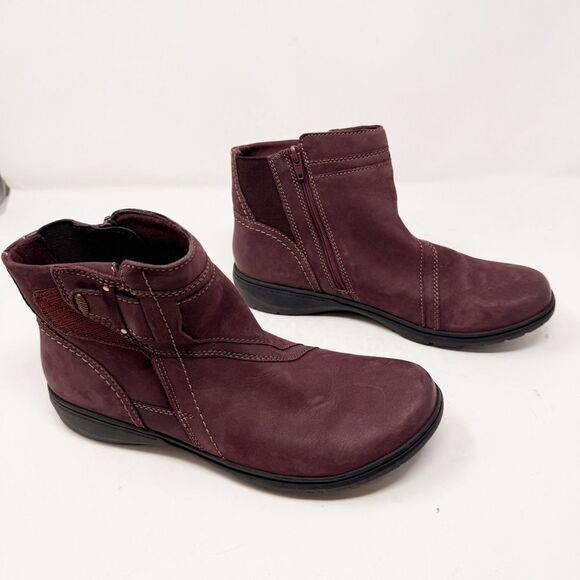 Clark’s Collection Maroon Nubuck Velcro Ankle Boots 11 - Picture 1 of 7